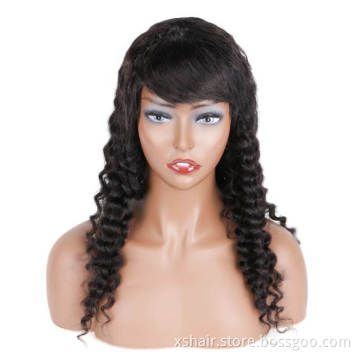 Ombre Color Full Machine Made Wig With Bang 100% Human Hair Bob Wigs Lace Front for Black Women